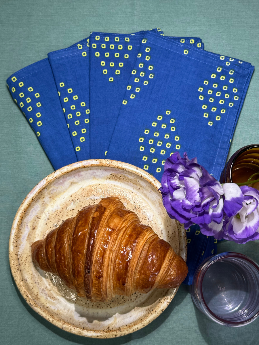 Raaga Napkins - Royal Blue Diamond - Hand Printed - Set of 4
