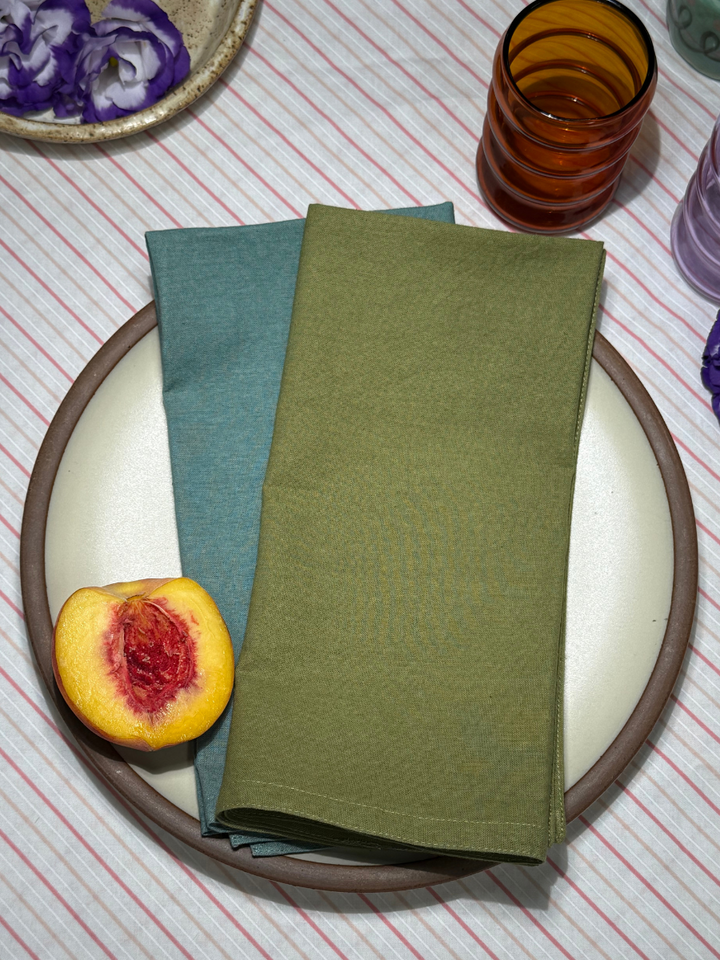 Emma Napkins - Natural Dyed - Green Caltrop Plant - Set of 4