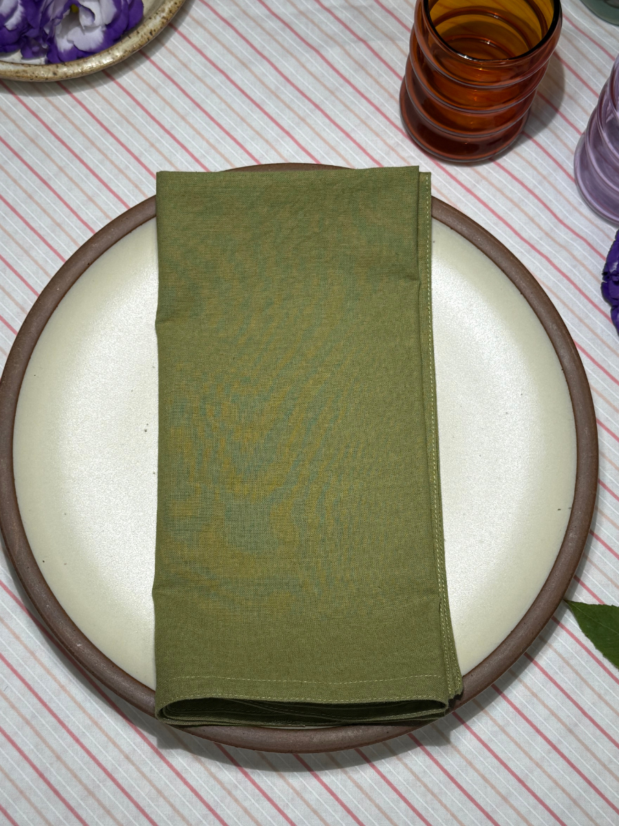 Emma Napkins - Natural Dyed - Green Caltrop Plant - Set of 4