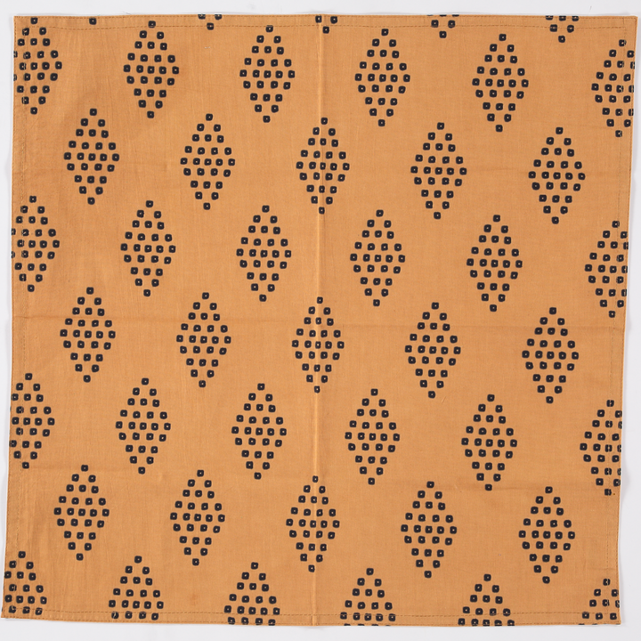 Raaga Napkins - Khaki Diamond - Hand Printed - Set of 4