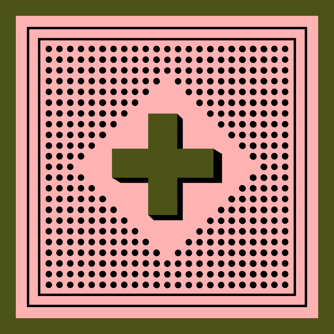 Archie Bandana No. 6 - Pink and Olive Dots Art Print