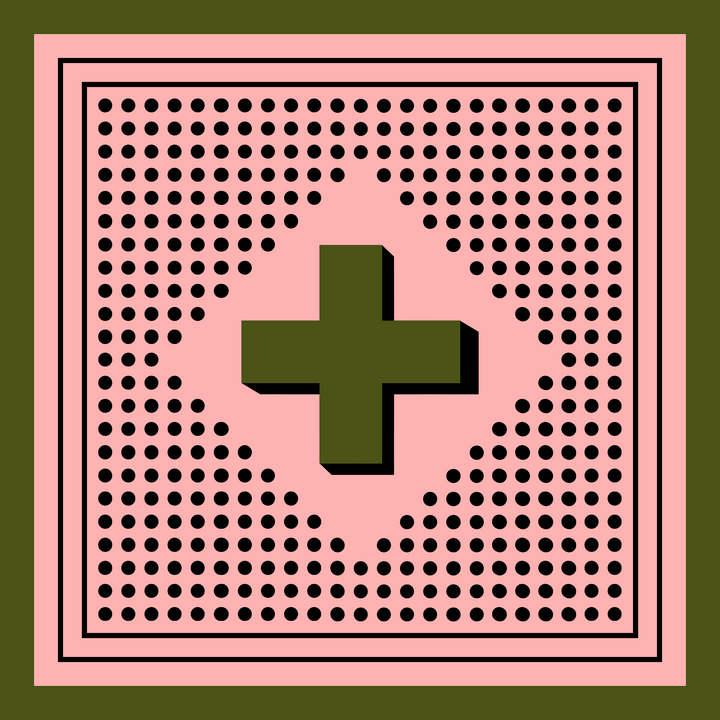 Archie Bandana No. 6 - Pink and Olive Dots Art Print