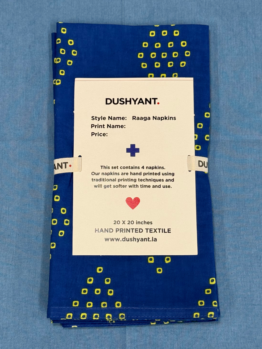 Raaga Napkins - Royal Blue Diamond - Hand Printed - Set of 4