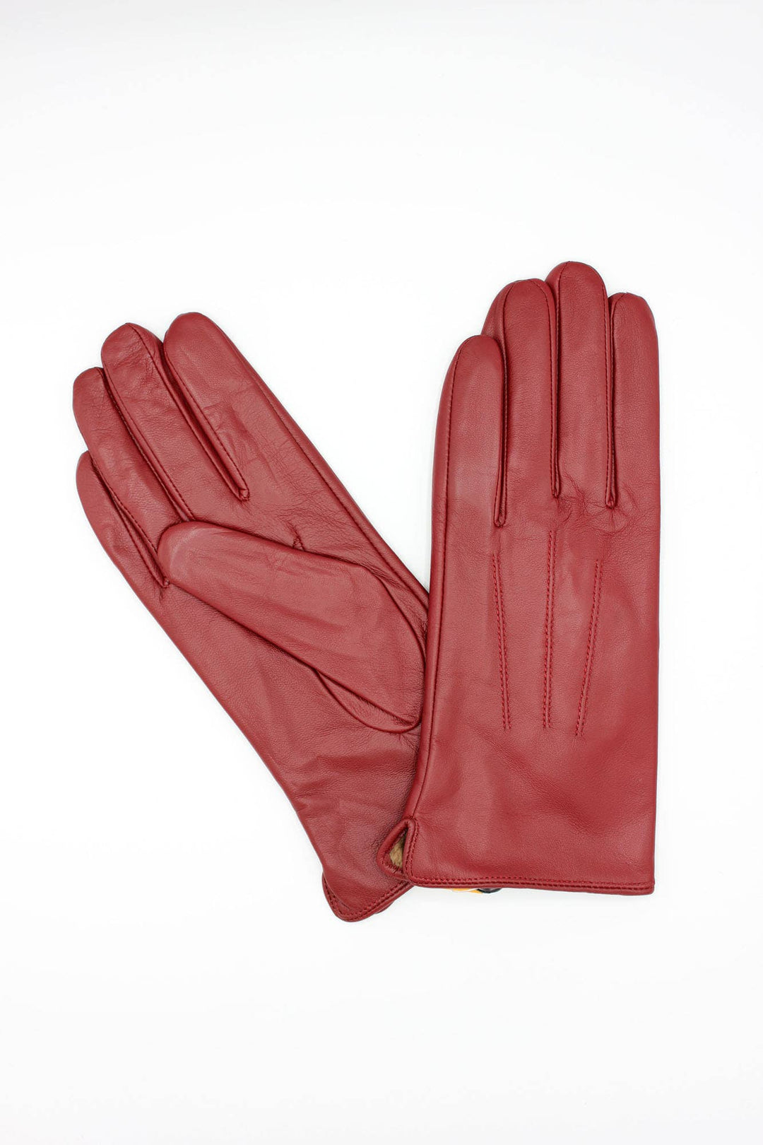 Women's Fleece Lined Leather Gloves - Burgundy: 7.5