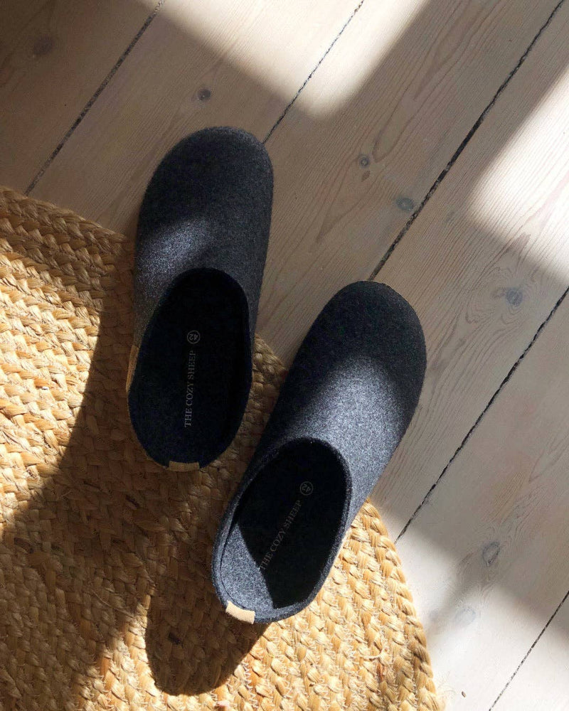 Felted slippers with rubber sole — Dark Grey: 40