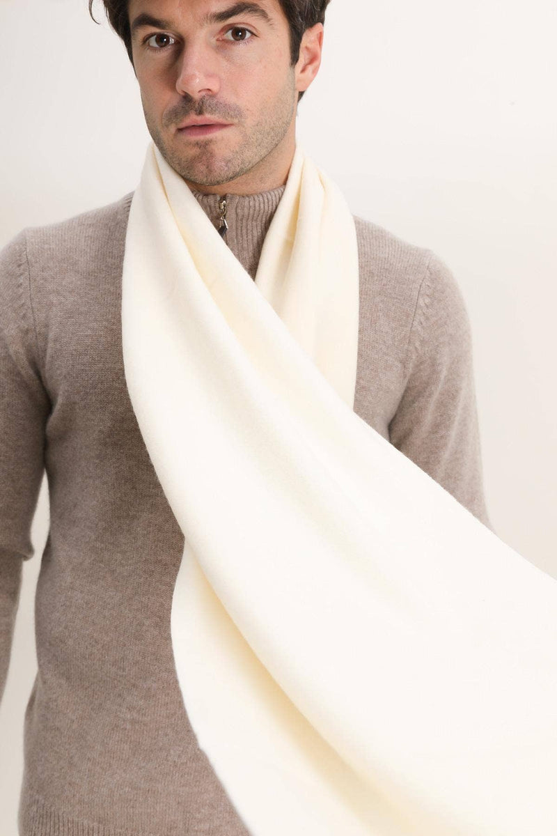 Large Plain Cashmere Sensation Scarf: Custard