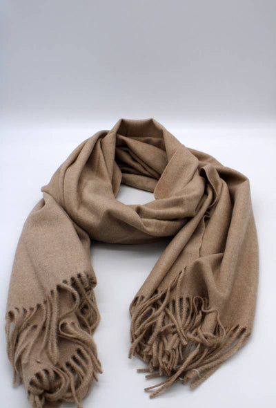 Large Plain Cashmere Sensation Scarf: Camel