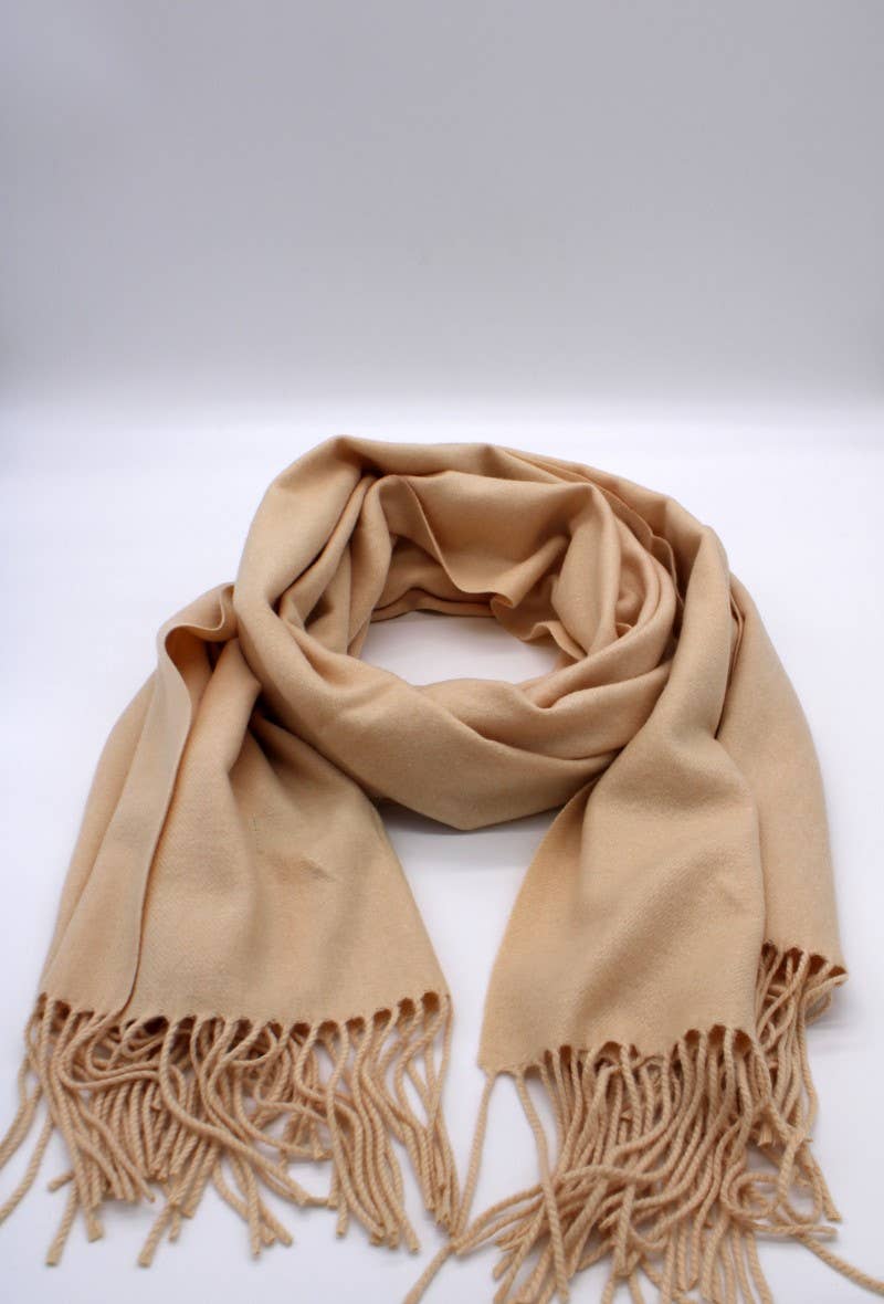 Large Plain Cashmere Sensation Scarf: Camel