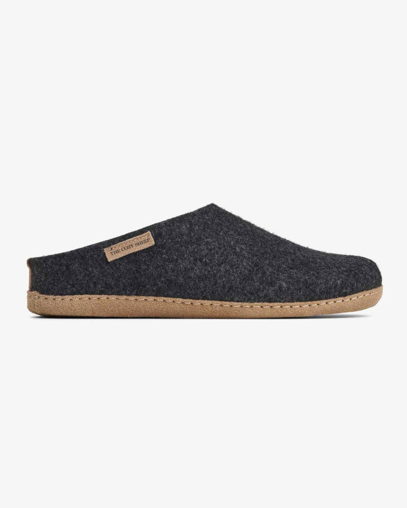 Felted slippers with leather sole — Dark grey: 46