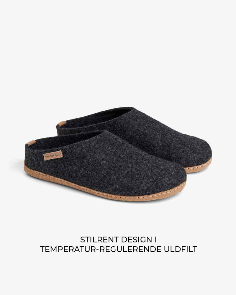 Felted slippers with leather sole — Dark grey: 46