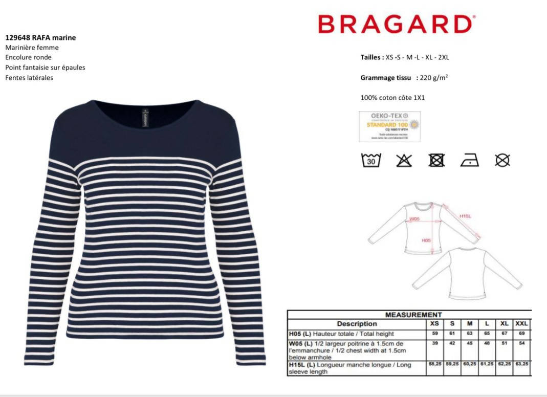Original French Striped Mariniere - choose your color, cut and size