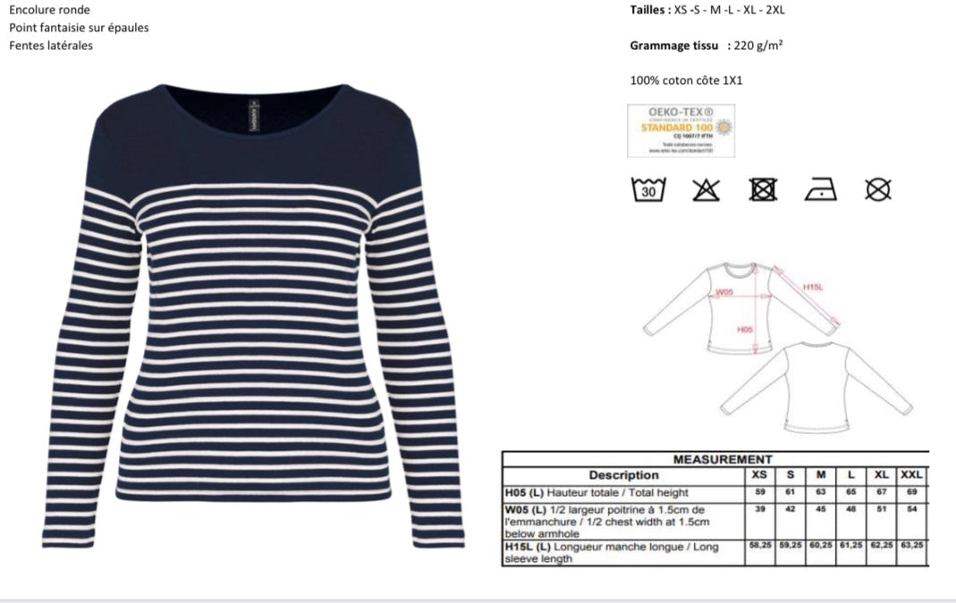 Navy French Wink Marinière - Women Cut