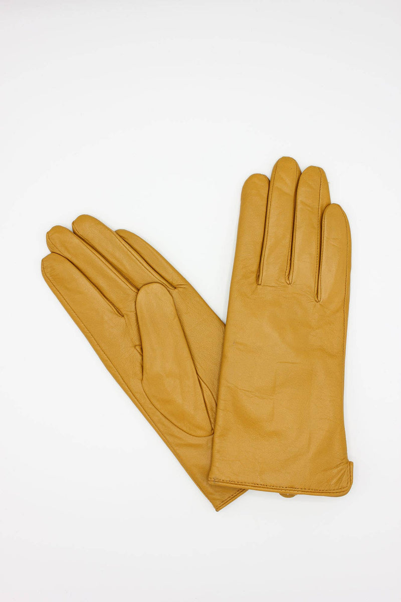 Italian Leather Gloves - Fleece Lined Mustard