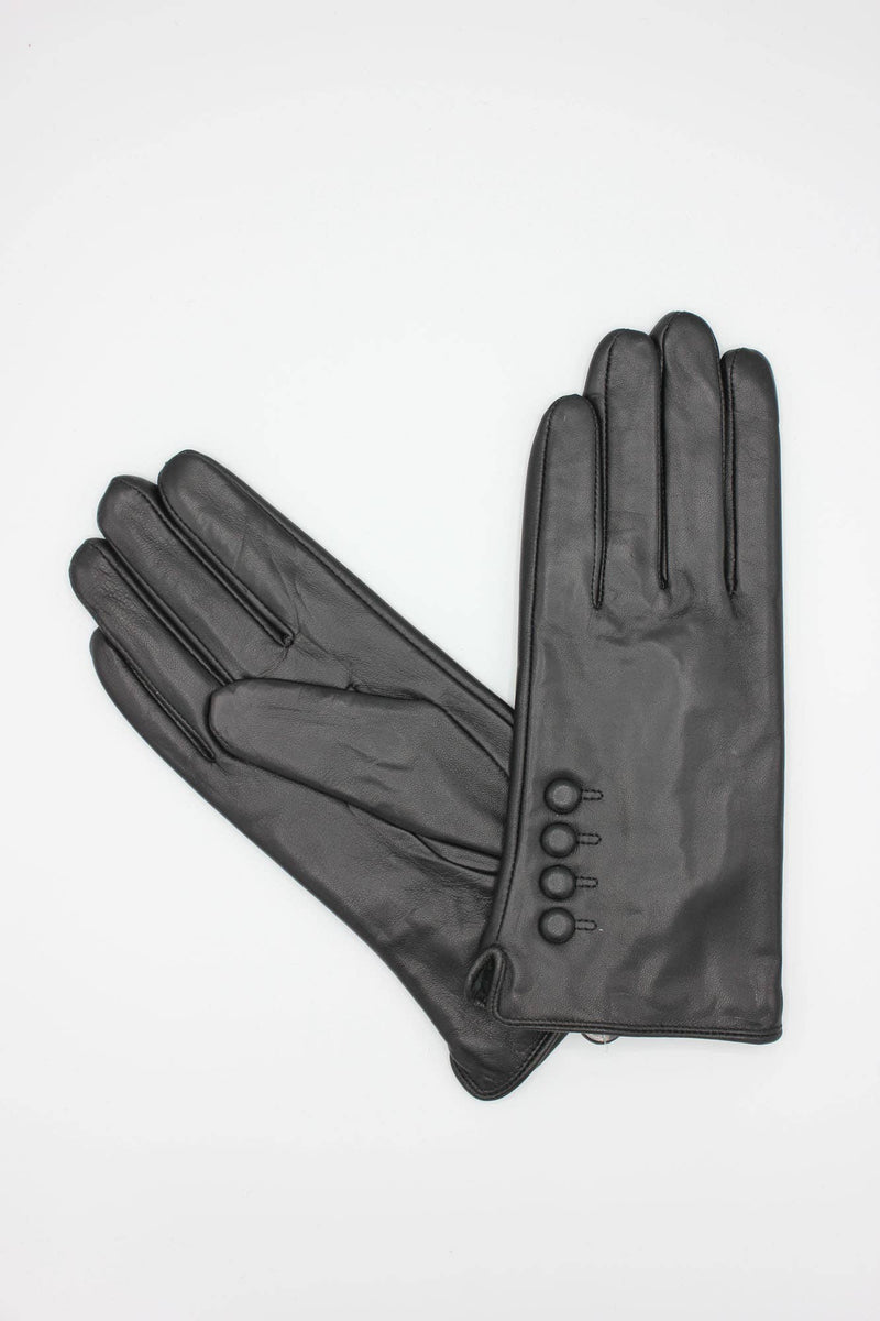 Italian Leather Gloves - Fleece Lined - Coal