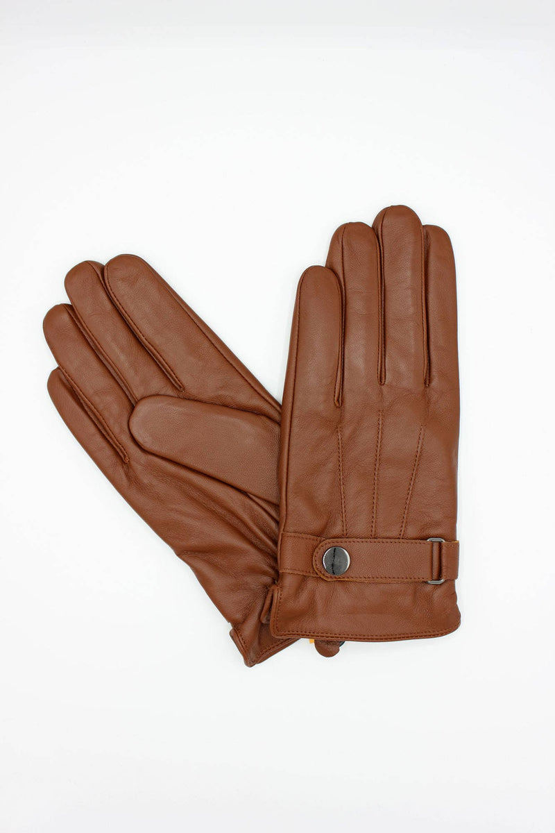 Italian Leather Gloves - Fleece Lined - Chestnut
