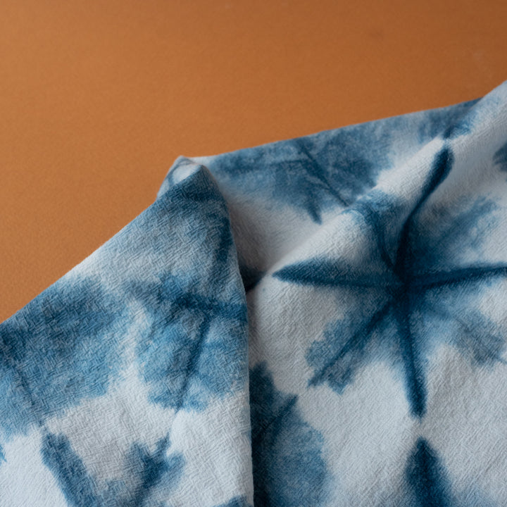 Indigo Dyed Shibori Tea Towel fiber + mud Solstice Holiday Pop Up 