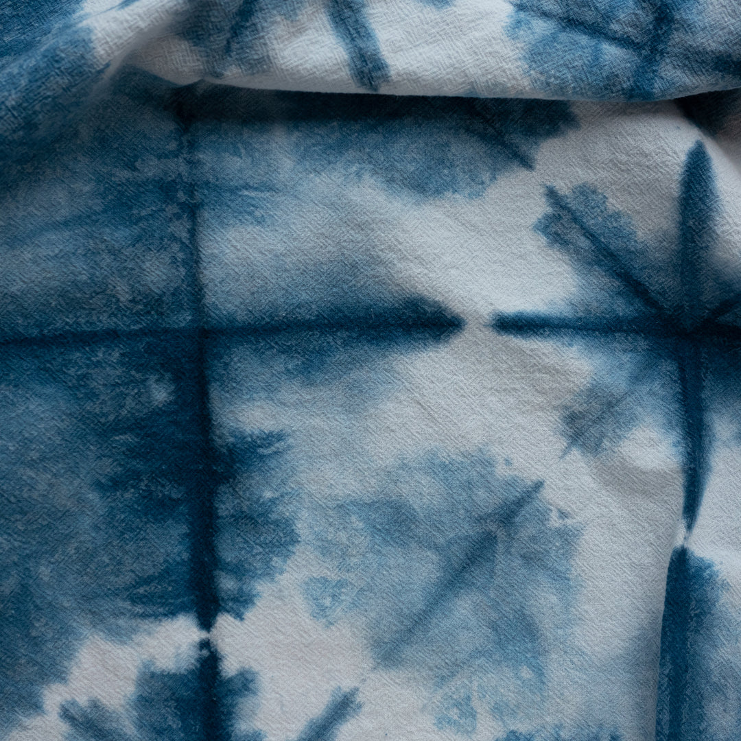 Indigo Dyed Shibori Tea Towel fiber + mud Solstice Holiday Pop Up 