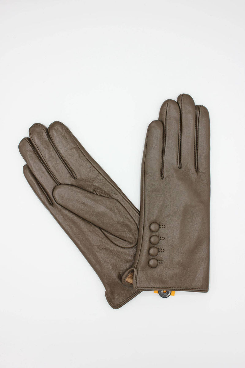 Italian Leather Gloves - Fleece Lined Cocoa